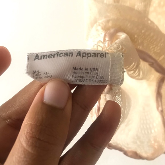 American Apparel Blush Lace Tee with Satin Lined Collar and Hem size M - Picture 6 of 9